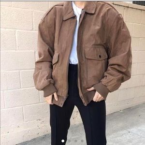 beautiful oversized brown suede jacket